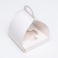 Коробка для десерта, упаковка кондитерская, белая, 15 х 15 х 18 см