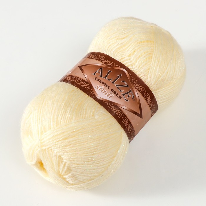 Пряжа Пряжа "Angora Gold Simli" 75% акрил, 20% шерсть, 5% металлик 500м/100гр (01 кремовый)