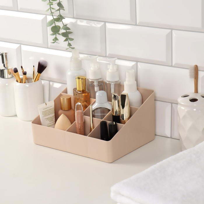 Органайзер для хранения маникюрных/косметических принадлежностей, 6 секций, 22 &times; 16,1 &times; 11 см, цвет МИКС