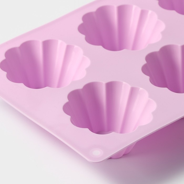 Форма для выпечки Доляна &laquo;Сладости. Пудинг&raquo;, силикон, 29,5&times;17,5 см, 6 ячеек (7,7&times;4 см), цвет МИКС