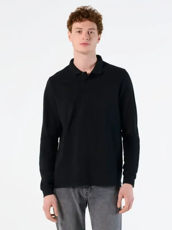 Рубашка поло мужская с длинным рукавом Winter II 210 белая, размер S Рубашка поло мужская с длинным рукавом Winter II 210 белая, размер S