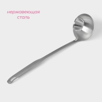 Половник из нержавеющей стали с отделителем жира Доляна, 7,5 см, цвет серебряный Половник из нержавеющей стали с отделителем жира Доляна, 7,5 см, цвет серебряный