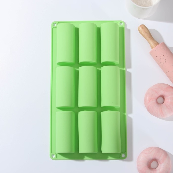 Форма для выпечки Доляна «Сладости. Батончики», силикон, 29,3×17,5×3,5 см, 9 ячеек (8,3×3,2×3,5 см), цвет МИКС Форма для выпечки Доляна «Сладости. Батончики», силикон, 29,3×17,5×3,5 см, 9 ячеек (8,3×3,2×3,5 см), цвет МИКС