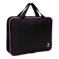 Папка для труда А4 на молнии текстиль 70мм 350 х 270 , черный/розовый &laquo;1 сентября&raquo;