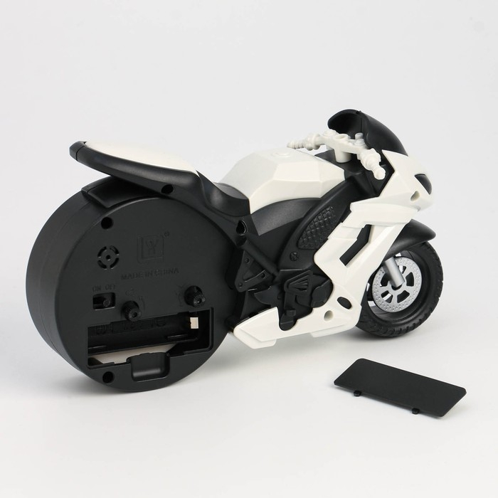 Часы - будильник настольные "Мотоцикл" детские, дискретный ход, d-7 см, 19 х 10 см, АА