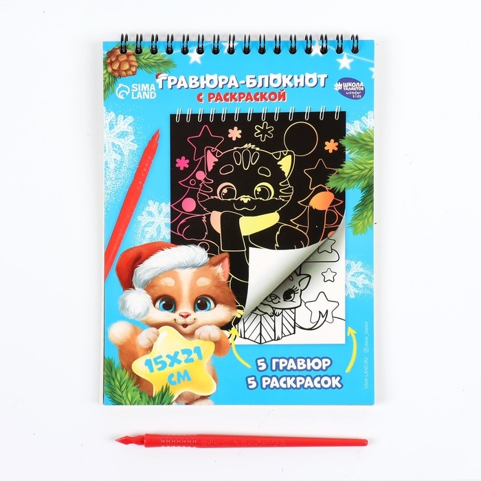 Блокнот гравюра - раскраска на новый год &laquo;Поверь в мечту&raquo;, 10 листов