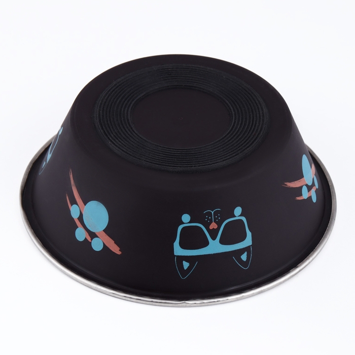 Миска округлая с нескользящим основанием и принтом, 450 мл, чёрная Миска округлая с нескользящим основанием и принтом, 450 мл, чёрная