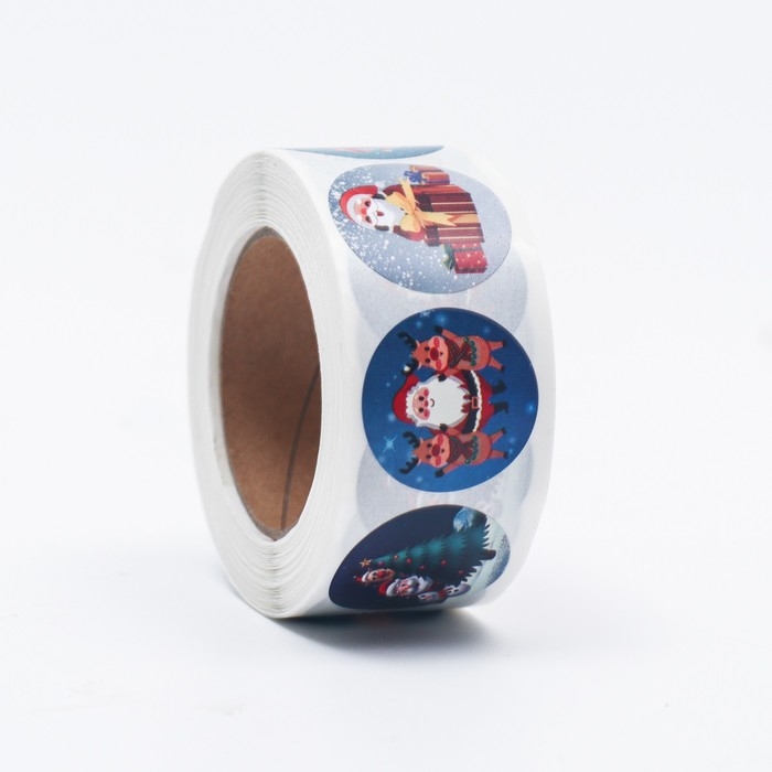 Новый год. Наклейки в рулоне "Зимние забавы", 500 шт, 2,5 х 2,5 см