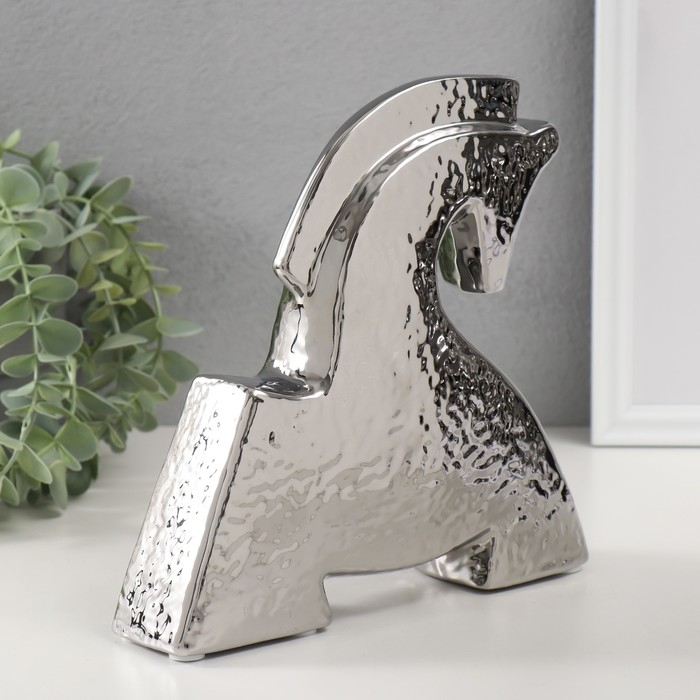 Сувенир керамика Сувенир керамика "Склонившийся конь" серебро 5х20,5х20,5 см