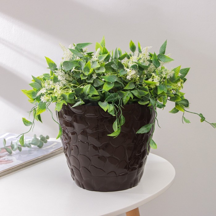 Горшок с поддоном «Камешки», 5 л, цвет шоколадный Горшок с поддоном «Камешки», 5 л, цвет шоколадный