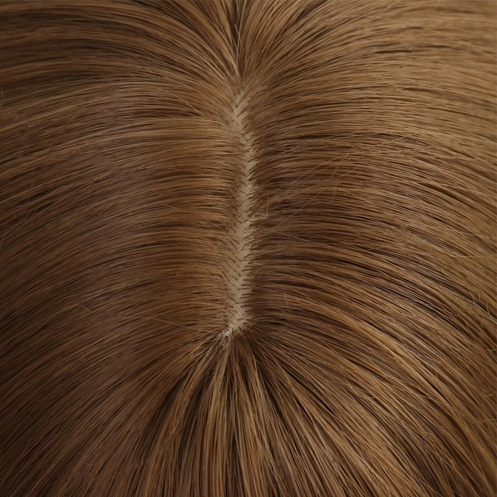 Парик искусственный, с чёлкой, имитация кожи, 30 см, цвет русый