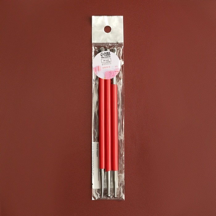 Набор двусторонних кардин для тиснения по коже, 3 шт, 16 см, цвет красный