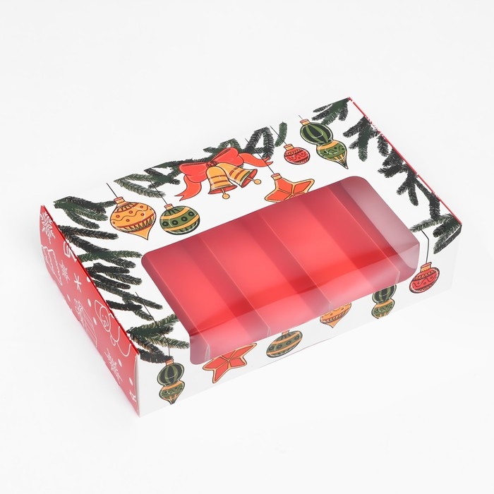 Новый год. Кондитерская упаковка под 5 эклеров Новый год. Кондитерская упаковка под 5 эклеров "Праздничное настроение", 25,2 х 15 х 6,6 см