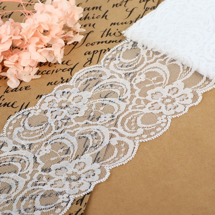 Кружево капроновое, 90 мм &times; 3 &plusmn; 0,5 м, цвет белый