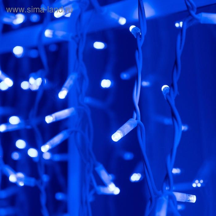 Гирлянда &laquo;Занавес&raquo; 2 &times; 1.5 м, IP65, УМС, белая нить каучук, 300 LED, свечение синее, 220 В