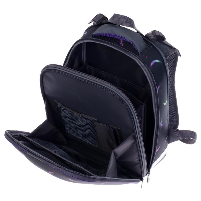 Рюкзак каркасный школьный 38 х 30 х 16 см, эргономичная спинка, Stavia "Фламинго мини", чёрный/розовый