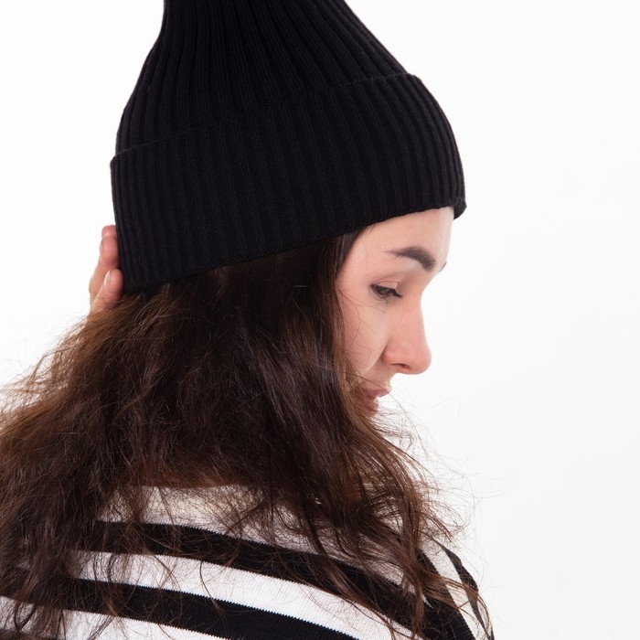 Шапка женская зимняя, цвет чёрный, размер 52-56 Шапка женская зимняя, цвет чёрный, размер 52-56