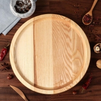 Менажница деревянная "Славянская", с разделочной доской, d-30 см, массив ясеня Менажница деревянная "Славянская", с разделочной доской, d-30 см, массив ясеня