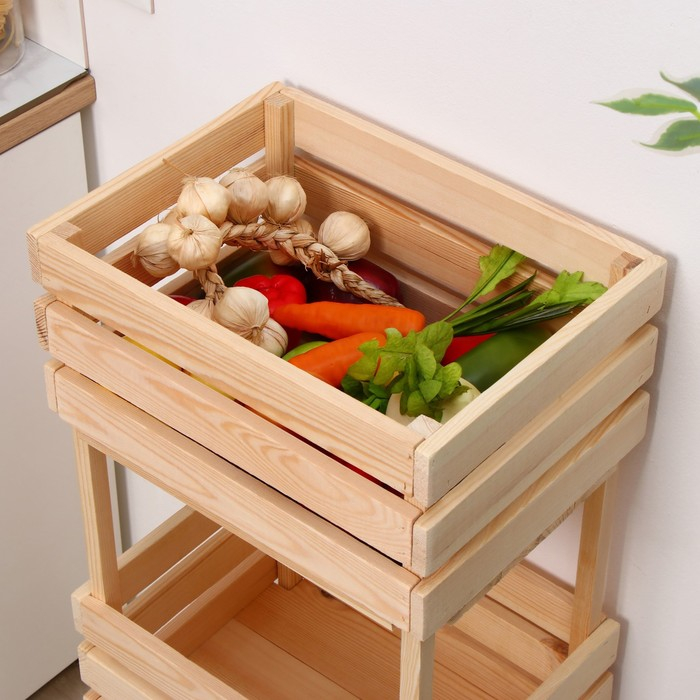 Ящик для овощей, 100 &times; 40 &times; 30 см, деревянный, трехуровневый, Greengo