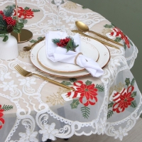Скатерть Этель &laquo;Новогодняя&raquo; с вышивкой, 120 х 150 &plusmn;5 см, п/э
