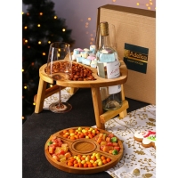 Подарочный набор деревянной посуды Adelica «С любовью», столик для вина d=32 см, менажница d=25 см, подсвечник d=8 см, берёза Подарочный набор деревянной посуды Adelica «С любовью», столик для вина d=32 см, менажница d=25 см, подсвечник d=8 см, берёза