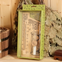 Термометр для бани с песочными часами 15 мин "Дом", деревянный, 28 х 14 см, Добропаровъ Термометр для бани с песочными часами 15 мин "Дом", деревянный, 28 х 14 см, Добропаровъ