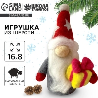 Валяние из шерсти на новый год. Игрушка своими руками «Гномик с подарком», новогодний набор для творчества Валяние из шерсти на новый год. Игрушка своими руками «Гномик с подарком», новогодний набор для творчества