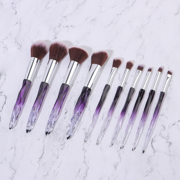 Набор кистей для макияжа &laquo;Luminous&raquo;, 10 предметов, PVC - чехол, цвет чёрный/фиолетовый