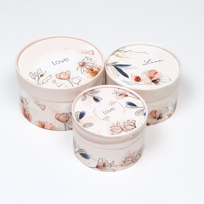 Набор шляпных коробок 3 в 1,"Love",16 х 10,14 х 9,13 х 8,5 см