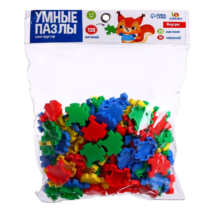 Конструктор обучающий &laquo;Умные пазлы&raquo;, 138 деталей, набор карточек