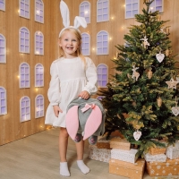 Рюкзак детский плюшевый для девочки «Зайка с сердечком», 28х4х28 см Рюкзак детский плюшевый для девочки «Зайка с сердечком», 28х4х28 см