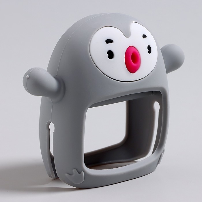 Прорезыватель зубной «Пингвинёнок», в форме соска c ручкой, цвет серый Прорезыватель зубной «Пингвинёнок», в форме соска c ручкой, цвет серый