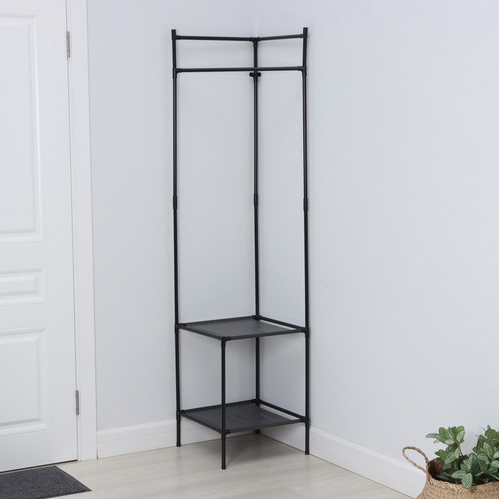 Вешалка - стойка напольная для одежды LaDо́m, угловая, с полками для хранения, 2 яруса, 45&times;60&times;180 см, цвет чёрный