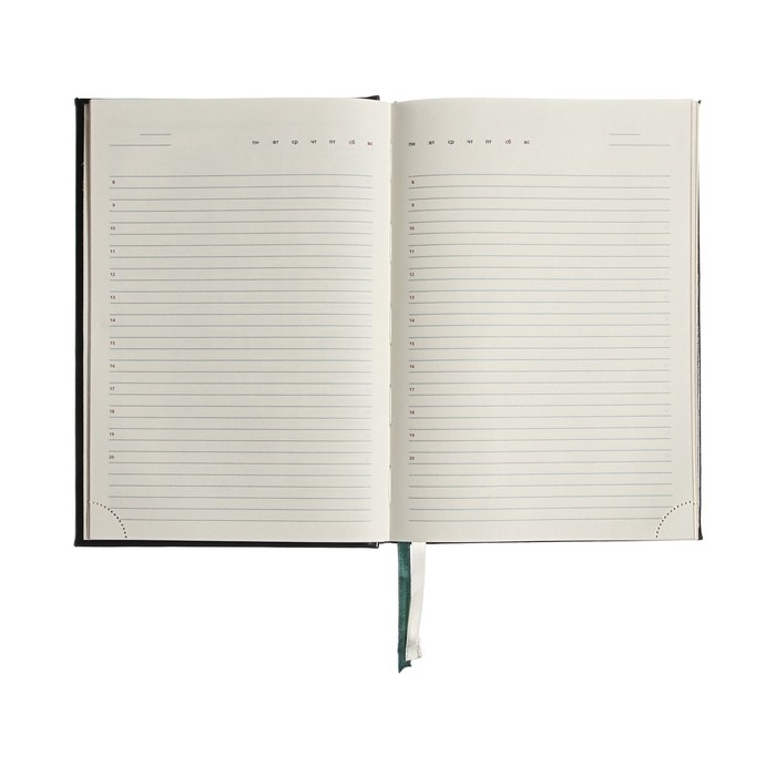 Ежедневник недатированный A5, 176 листов, deVENTE.Symbol, твёрдая обложка из искусственной кожи с поролоном, золотой срез, блок 70 г/м2, зелёный