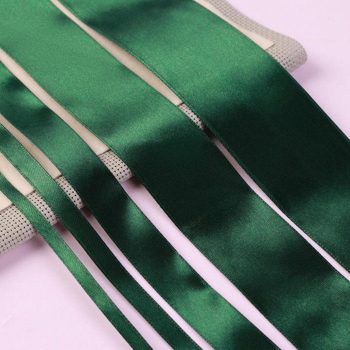 Набор атласных лент, 5 шт, размер лент: 6/10/20/40/50 мм × 23 ± 1 м, цвет тёмно-зелёный Набор атласных лент, 5 шт, размер лент: 6/10/20/40/50 мм × 23 ± 1 м, цвет тёмно-зелёный