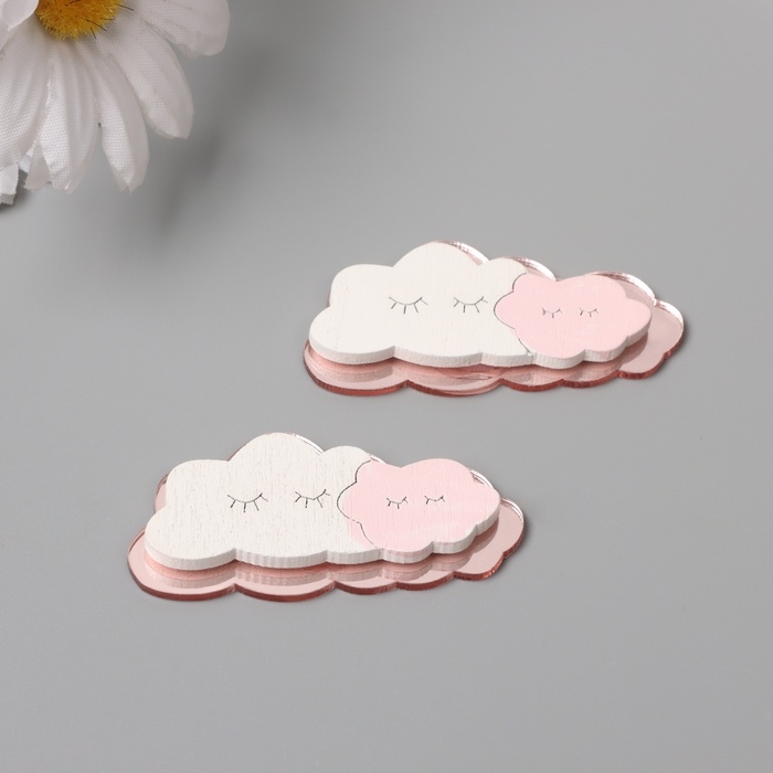 Декор для творчества дерево, пластик Декор для творчества дерево, пластик "Спящее облачко" зеркальный набор 2 шт 5,3х2,6 см МИКС