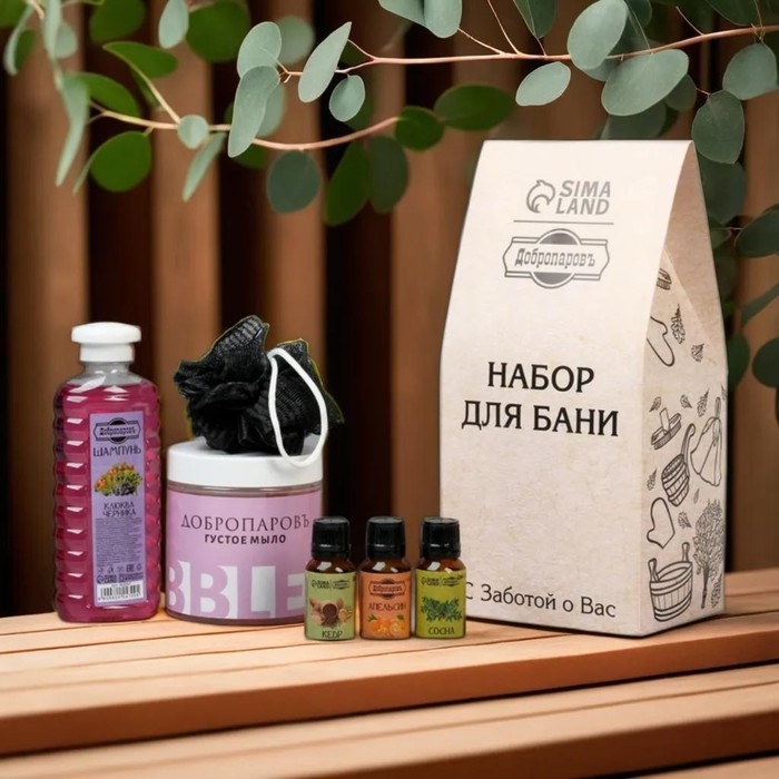 Подарочный набор Подарочный набор "6 в 1" Шампунь, густое мыло, эфирное масло 3 шт по 17 мл, мочалка черная