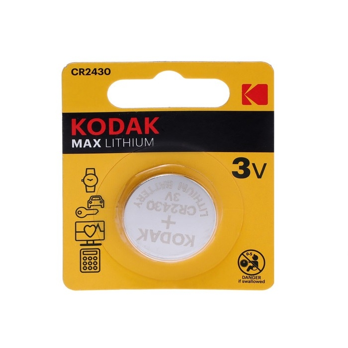 Батарейка литиевая Kodak Max, CR2430-1BL, 3В, блистер, 1 шт. Батарейка литиевая Kodak Max, CR2430-1BL, 3В, блистер, 1 шт.