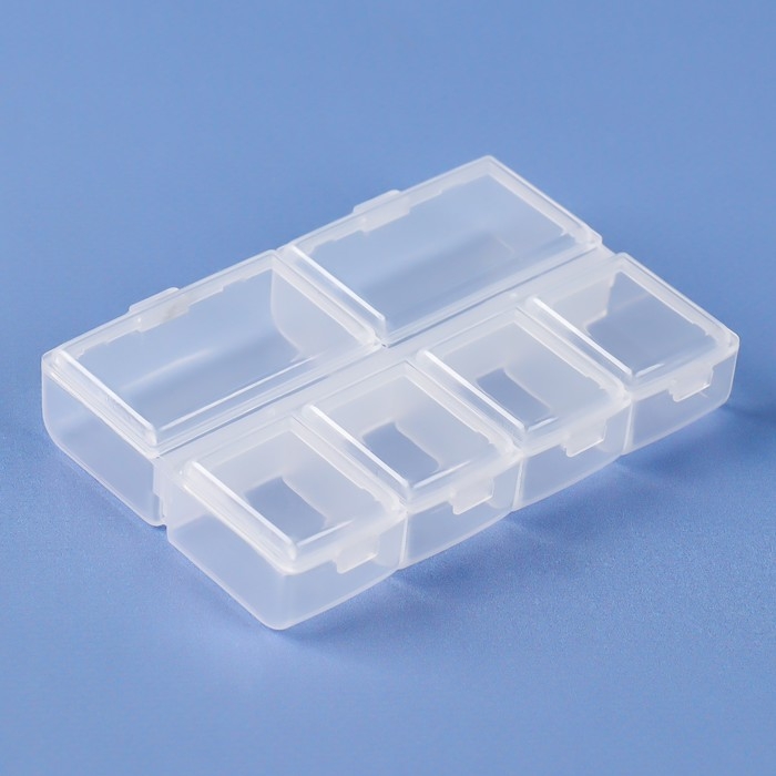 Таблетница, 9,5 × 7 × 2 см, 6 секций, цвет МИКС Таблетница, 9,5 × 7 × 2 см, 6 секций, цвет МИКС