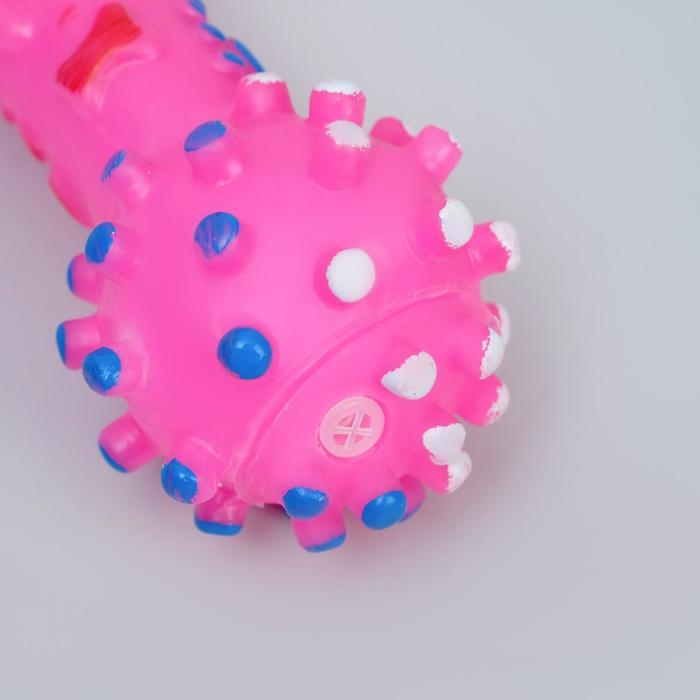Игрушка пищащая "Гантель малая" для собак, 12,5 см, розовая