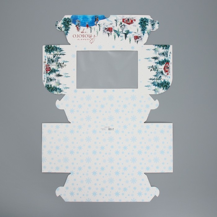 Коробка складная на 6 капкейков с окном &laquo;Веселого Нового года&raquo;, 25 х 17 х 10 см, Новый год