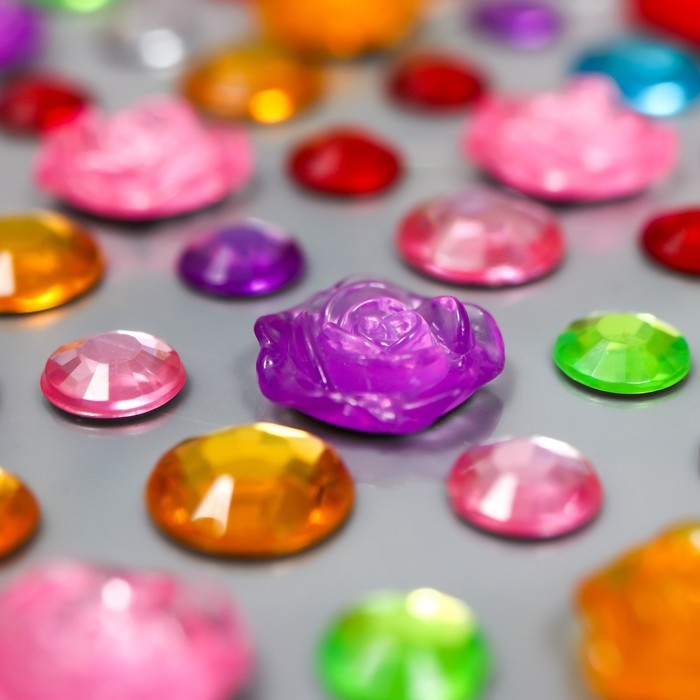 Наклейка стразы пластик Наклейка стразы пластик "Цветы и горох" цвет МИКС 30х10 см