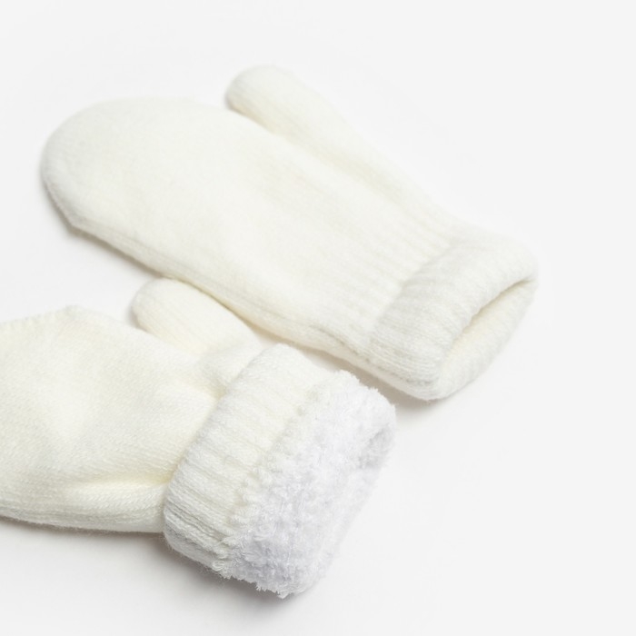 Варежки детские двухслойные MINAKU Варежки детские двухслойные MINAKU "Однотонные",цв. белый,р-р 15 (6-8 лет)