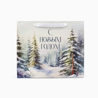 Пакет подарочный новогодний ламинированный &laquo;Зимний лес&raquo;, M 26 х 30 х 9 см , Новый год