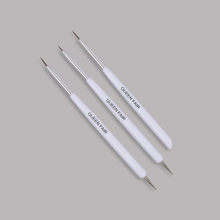 Набор для наращивания и дизайна ногтей: кисть - дотс 2 шт, кисть - пушер, 15 см, цвет белый