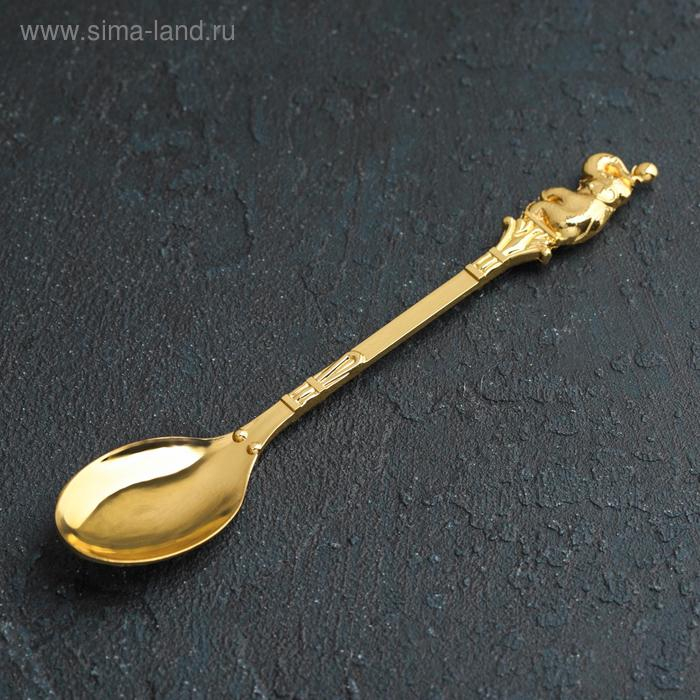 Набор ложек на подставке &laquo;Слон&raquo;, 8&times;4&times;16 см , ложки h=12 см, 6 шт, цвет золотой