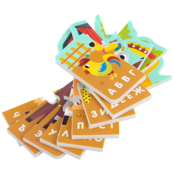 Мягкий пазл для малышей &laquo;Алфавит: Ферма&raquo;, 9 деталей, Крошка Я