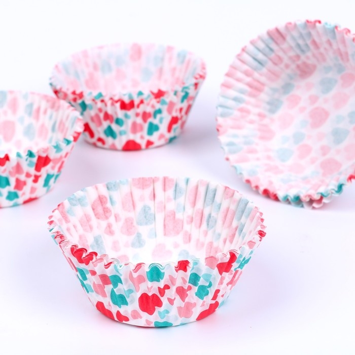 Тарталетки бумажные &laquo;Сердечки&raquo;, 50 шт.