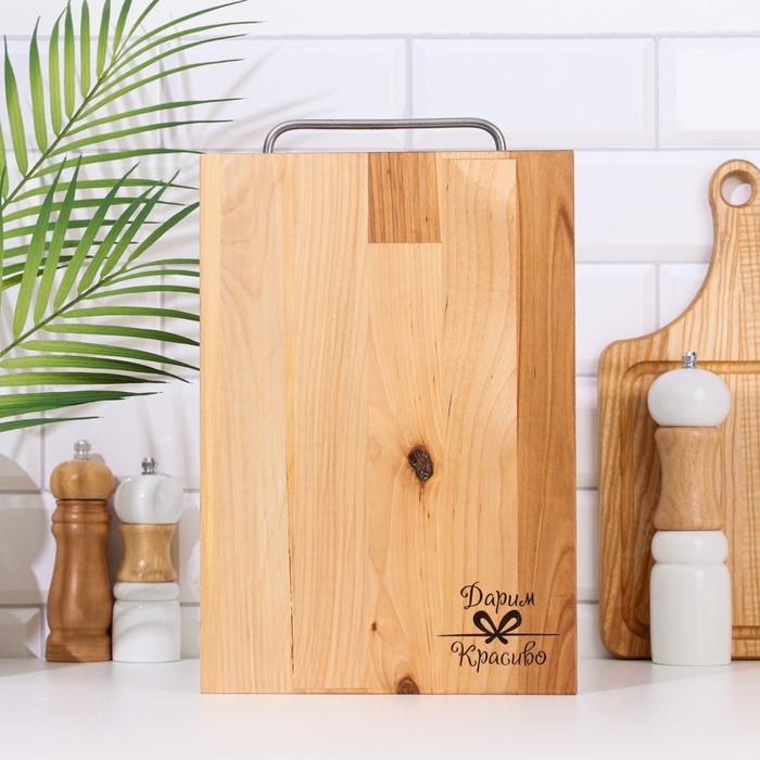 Доска разделочная Доска разделочная "Прямоугольник" большая (металлическая ручка) 34х22х1,8 см