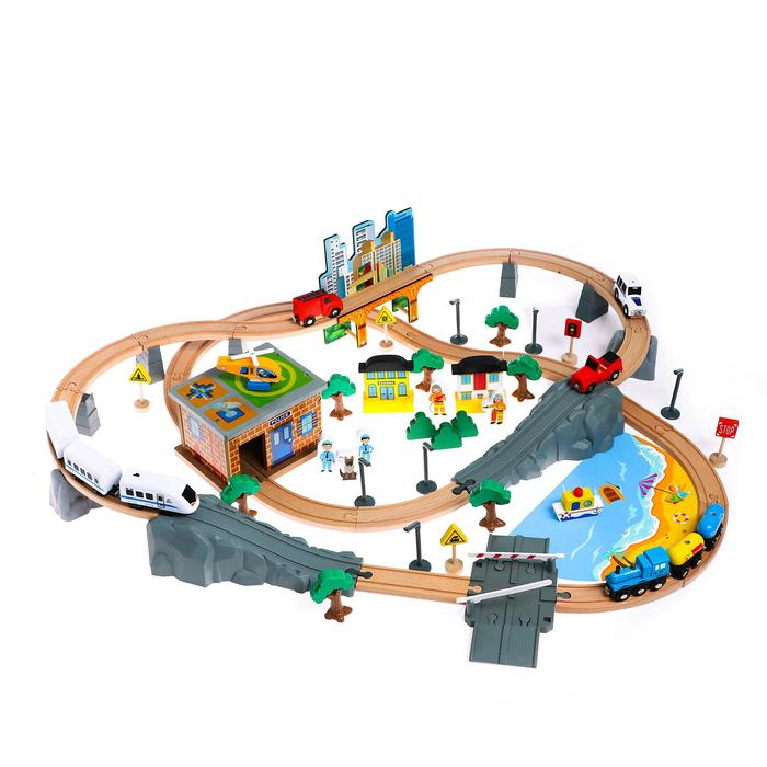 Деревянная игрушка «Железная дорога» 95 деталей, 52,5×33×12,5 см Деревянная игрушка «Железная дорога» 95 деталей, 52,5×33×12,5 см